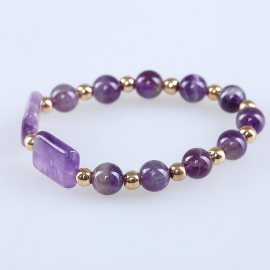 The bracelet "Two Moon Shadow" from amethysts with hematite code 210018 The bracelet "Two Moon Shadow" from amethysts with hematite code 210018