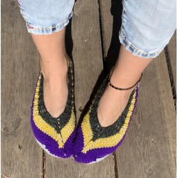 Knitted slippers "Sky-Crocuses-Saffron" code 130060