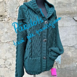 Knitted jacket with buttons with pockets and a hood “Moara” code 120018